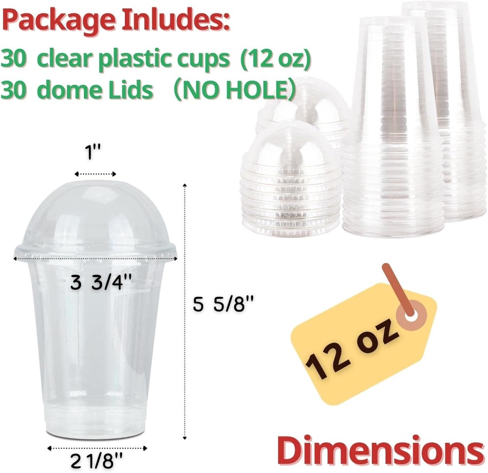 30 Sets 12 oz Clear Plastic Cu – Plastic Dome Clear recenzja i cena