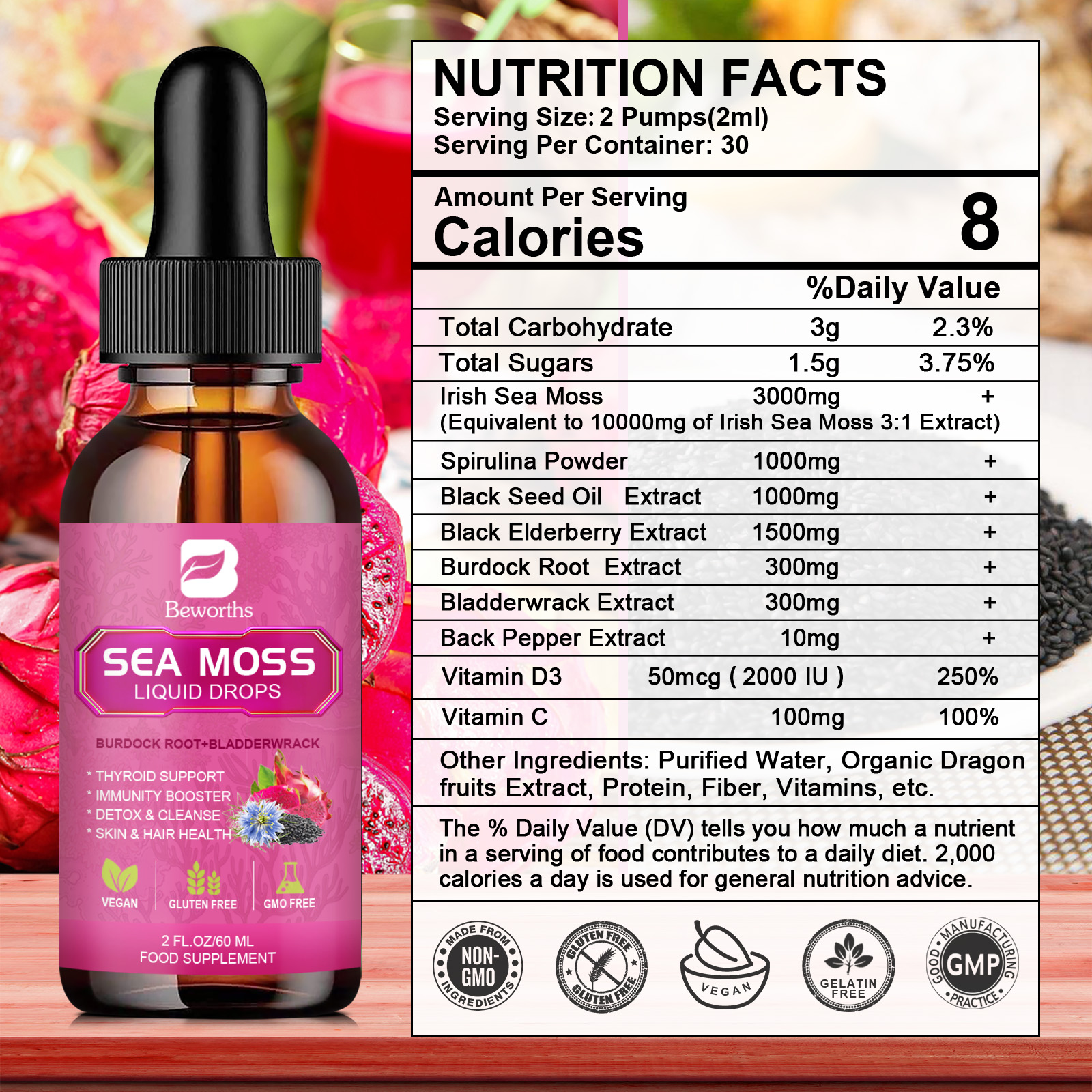 BEWORTHS 3000MG Seamoss Liquid – Root Stimulator Liquid recenzja i cena