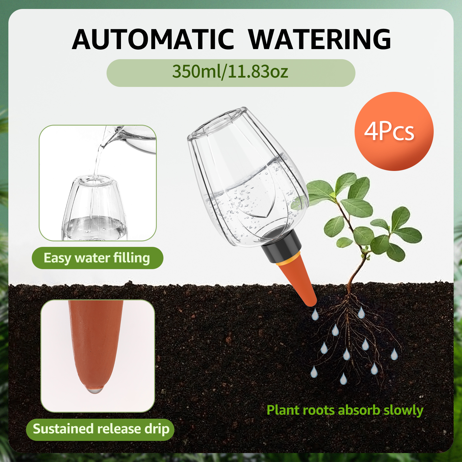 4Pcs Plant Watering Globe Clea – Self Watering Insert recenzja i cena