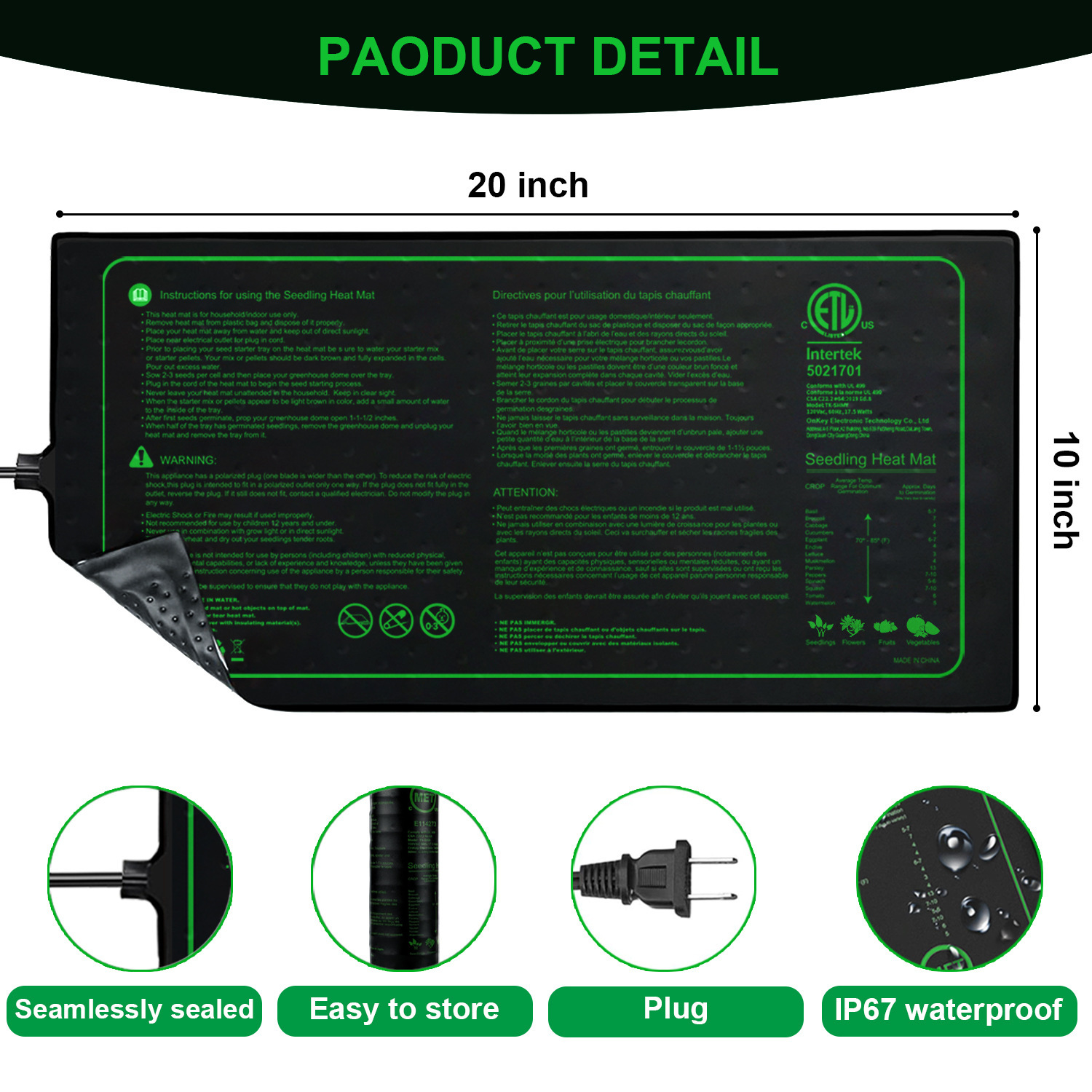 Two-pack 20x10Inch Seedling He – Heat Mat Seedling recenzja i cena