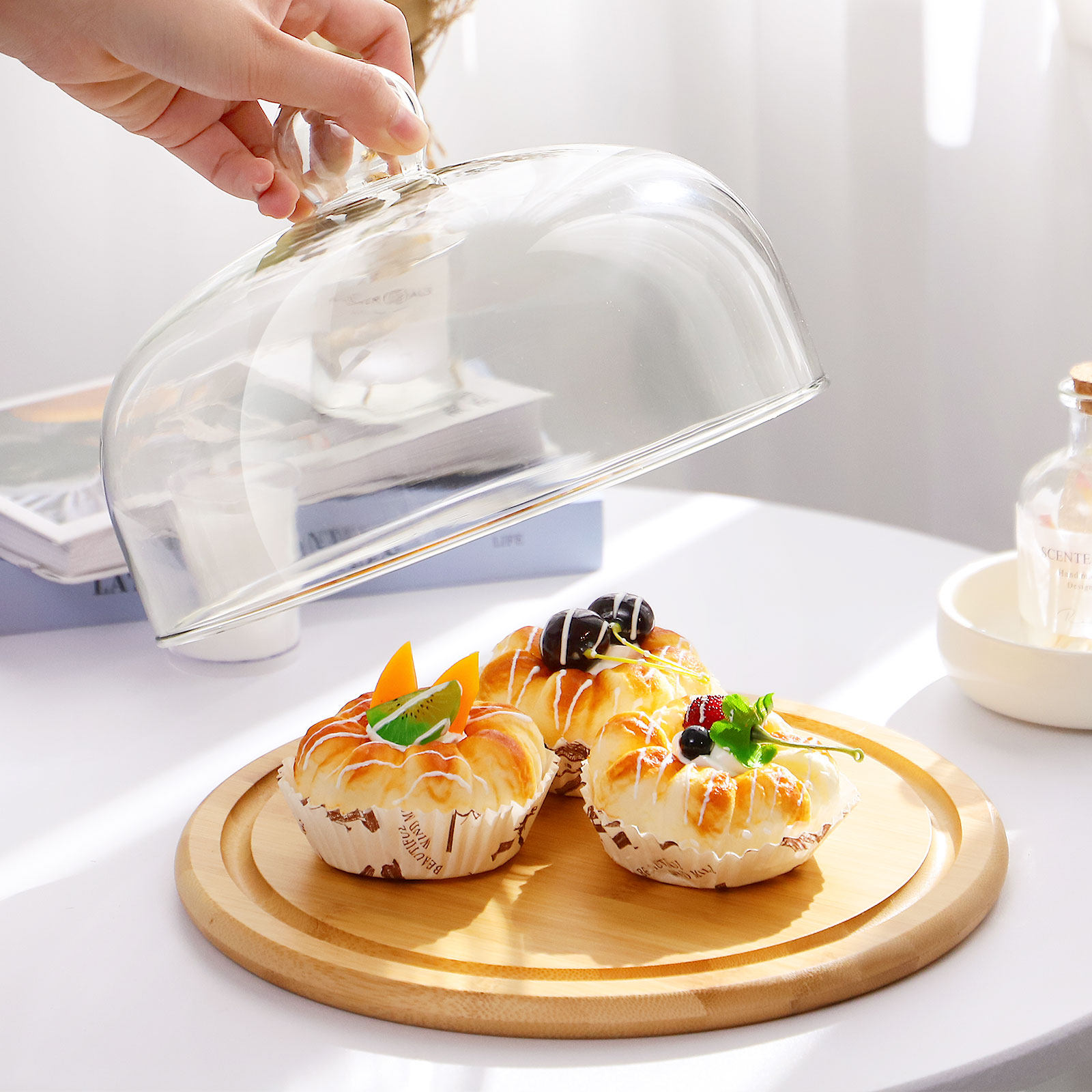 1Set Cake Holder Glass Dome Co – Plastic Dome Clear recenzja i cena