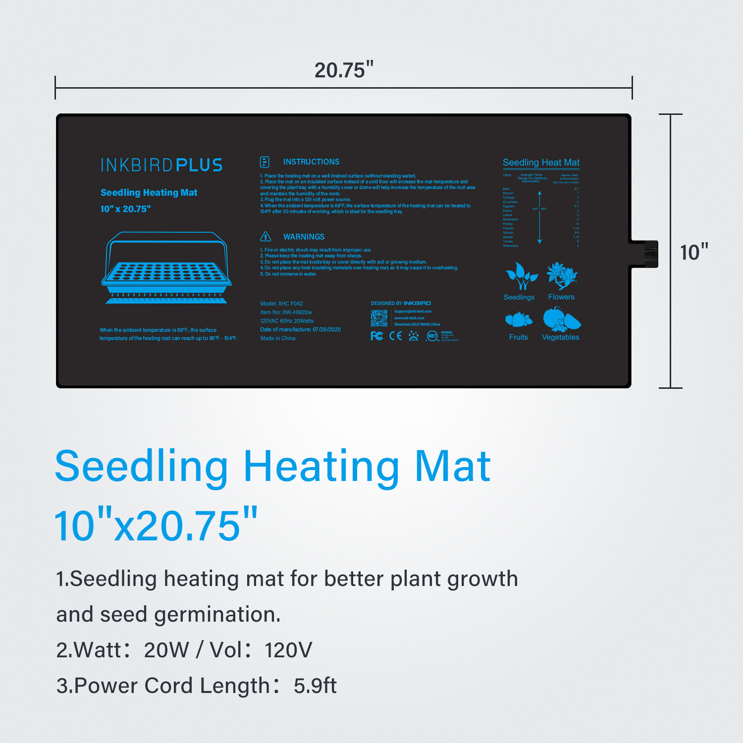 20.75x10CM EU/US/UK/AU Plug Se – Heat Mat Seedling recenzja i cena